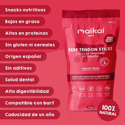 Maikai Pets - Tendones de ternera para perros – 1 x 8 uds