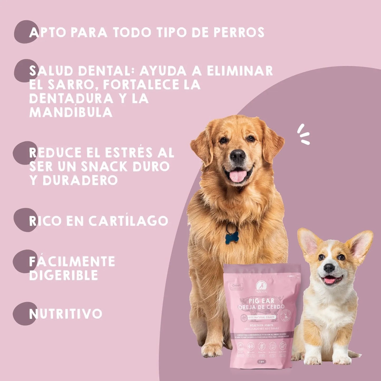 Maikai Pets - Orejas de Cerdo Completas para perros