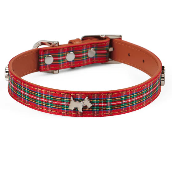 Hamish mcbeth collar para perro de tartán rojo de las Tierras Altas