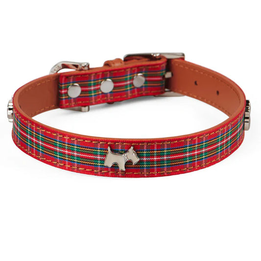 Hamish mcbeth collar para perro de tartán rojo de las Tierras Altas