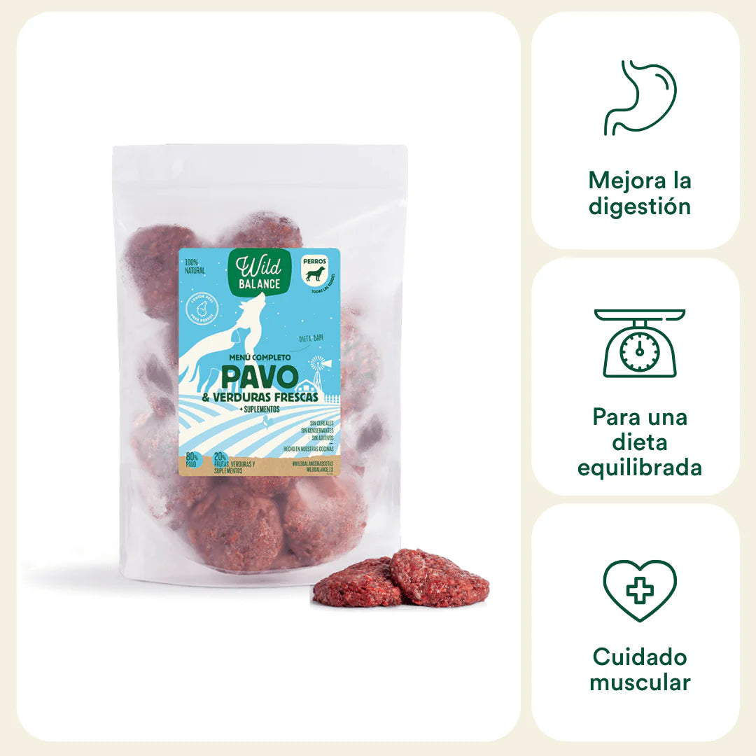Wild Balance - Menú BARF de Pavo con verduras frescas para perros